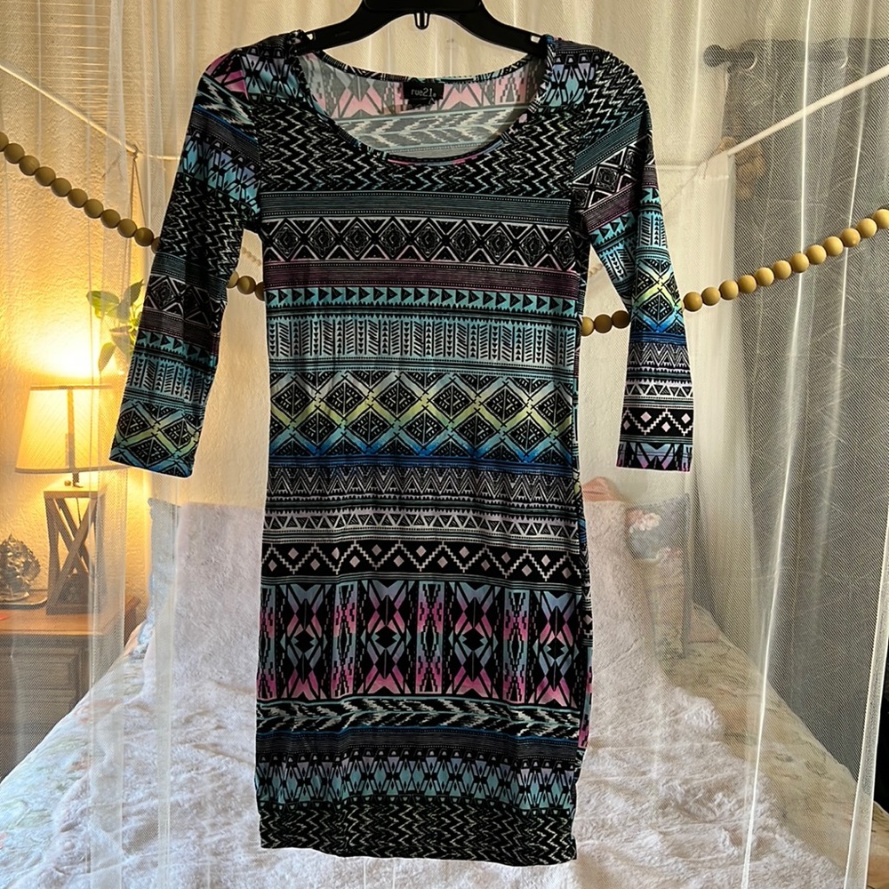 Rue21 watercolor/Aztec print dress